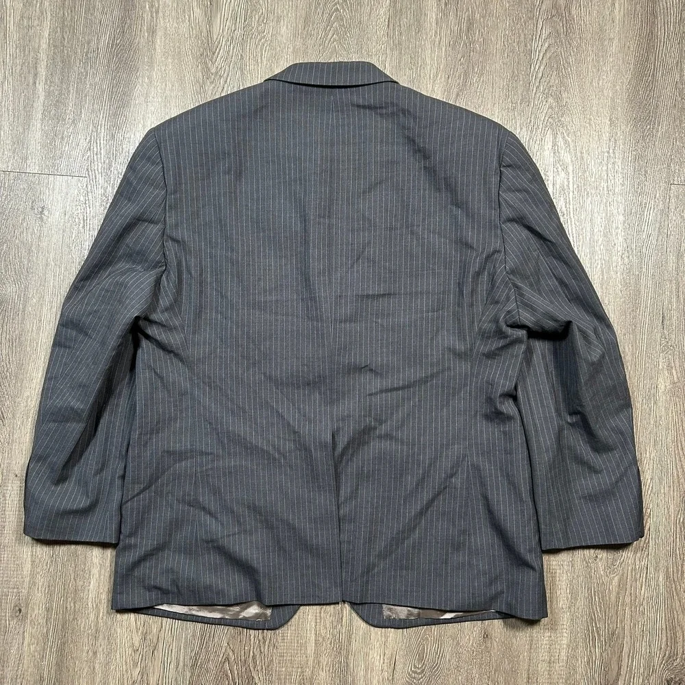 Ralph Ralph Lauren Suit 50R 42X28 Pants Grey Pinstripe Wool 3-Button Blazer Mens